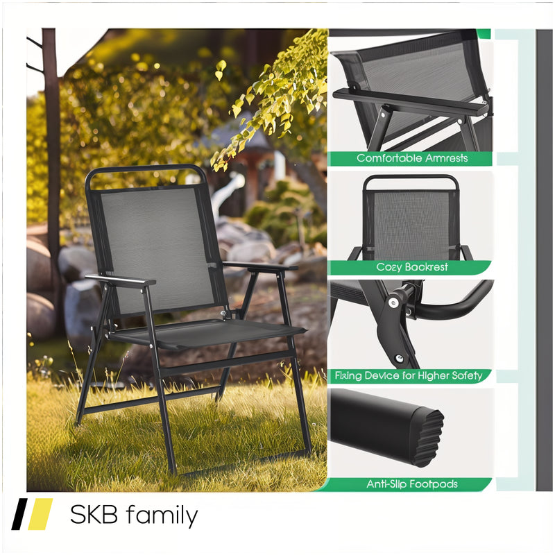 Set Of 2/4/6 Outdoor Folding Chairs With Breathable Seat 240615-230909