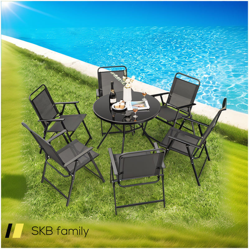 Set Of 2/4/6 Outdoor Folding Chairs With Breathable Seat 240615-230909