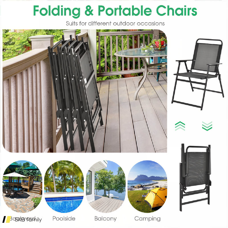 Set Of 2/4/6 Outdoor Folding Chairs With Breathable Seat 240615-230909