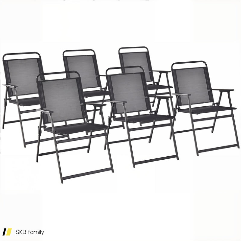 Set Of 2/4/6 Outdoor Folding Chairs With Breathable Seat 240615-230909