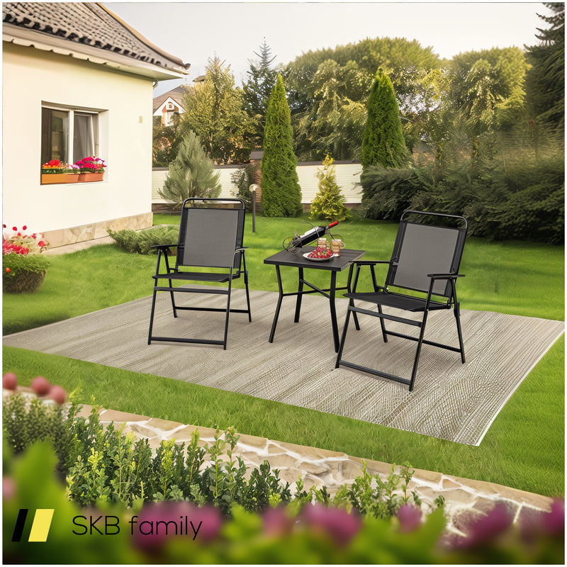 Set Of 2/4/6 Outdoor Folding Chairs With Breathable Seat 240615-230909