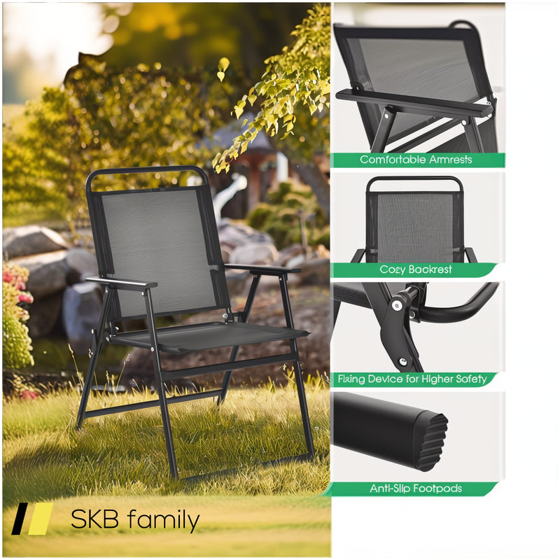 Set Of 2/4/6 Outdoor Folding Chairs With Breathable Seat 240615-230909