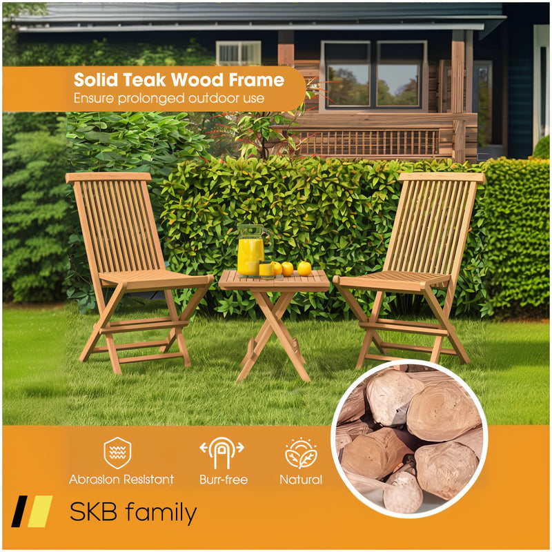 Set Of 2 Indonesia Teak Patio Folding Chairs With High Back And Slatted Seat 240615-230911