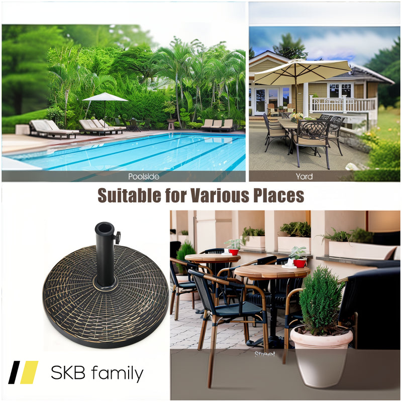 22lbs Patio Resin Umbrella Base With Wicker Style For Outdoor Use 240615-230913