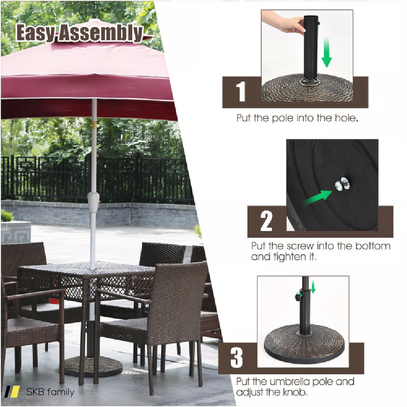 22lbs Patio Resin Umbrella Base With Wicker Style For Outdoor Use 240615-230913