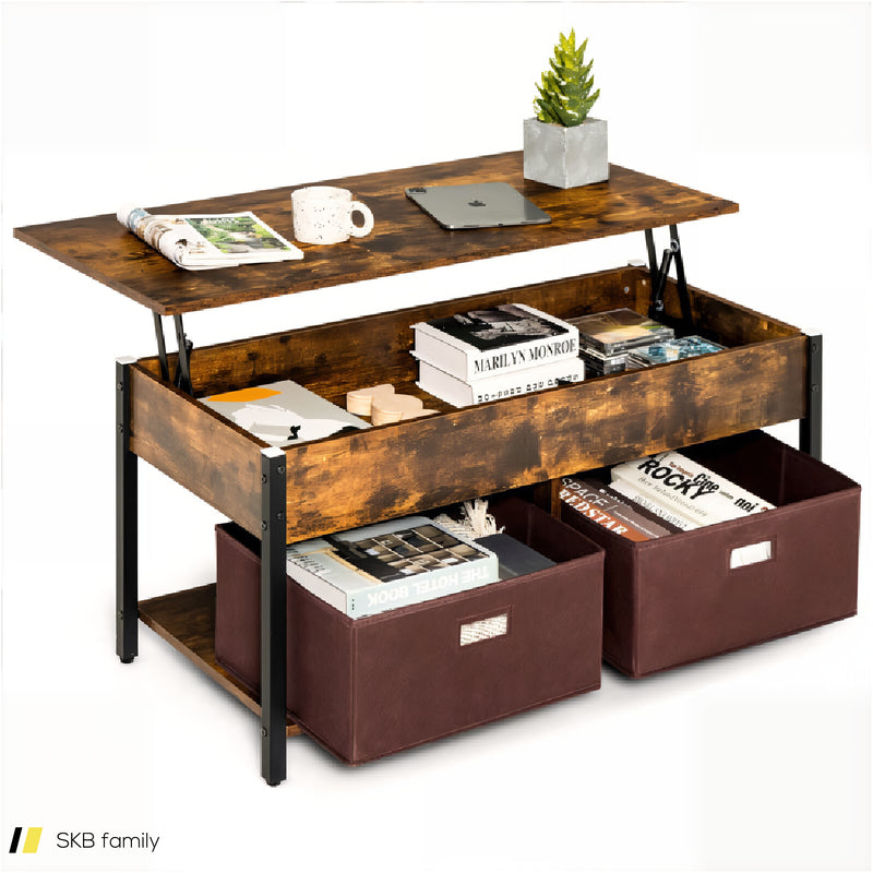 Lift Top Coffee Table With Drawers And Hidden Compartment 240615-230916