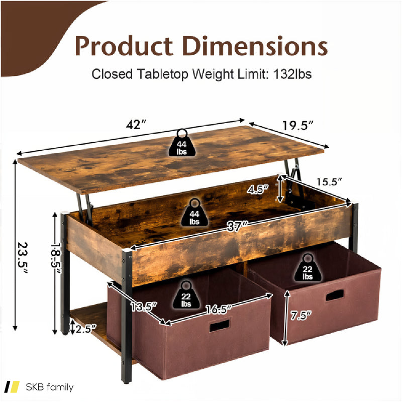 Lift Top Coffee Table With Drawers And Hidden Compartment 240615-230916