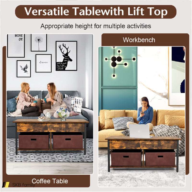 Lift Top Coffee Table With Drawers And Hidden Compartment 240615-230916