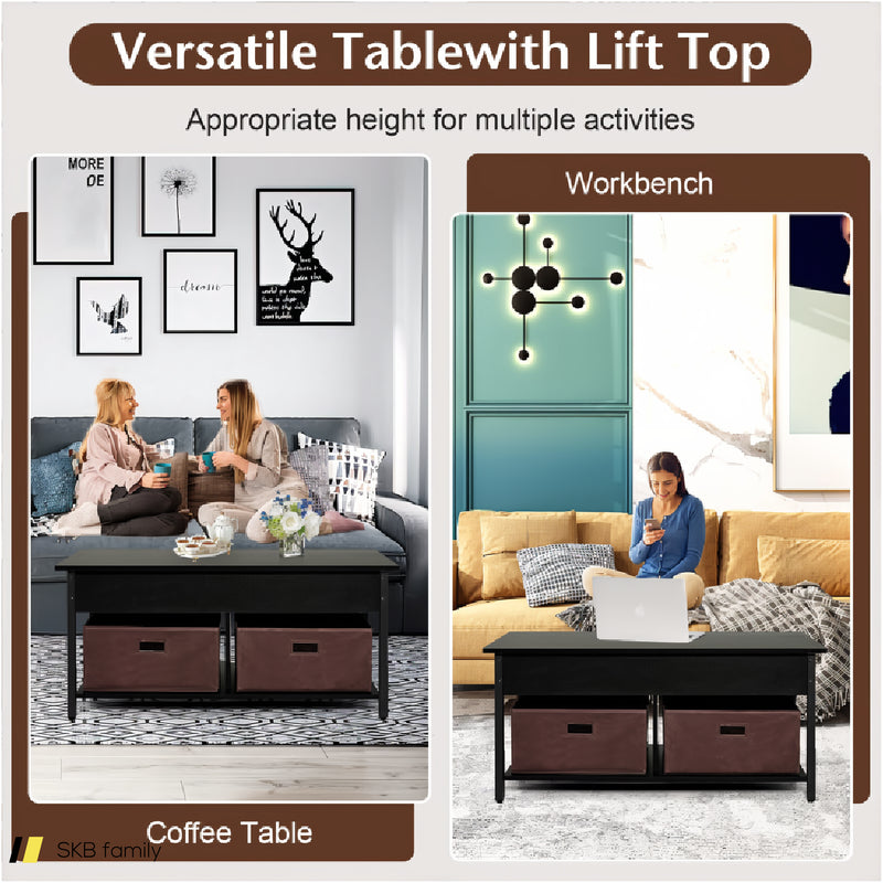 Lift Top Coffee Table With Drawers And Hidden Compartment 240615-230916