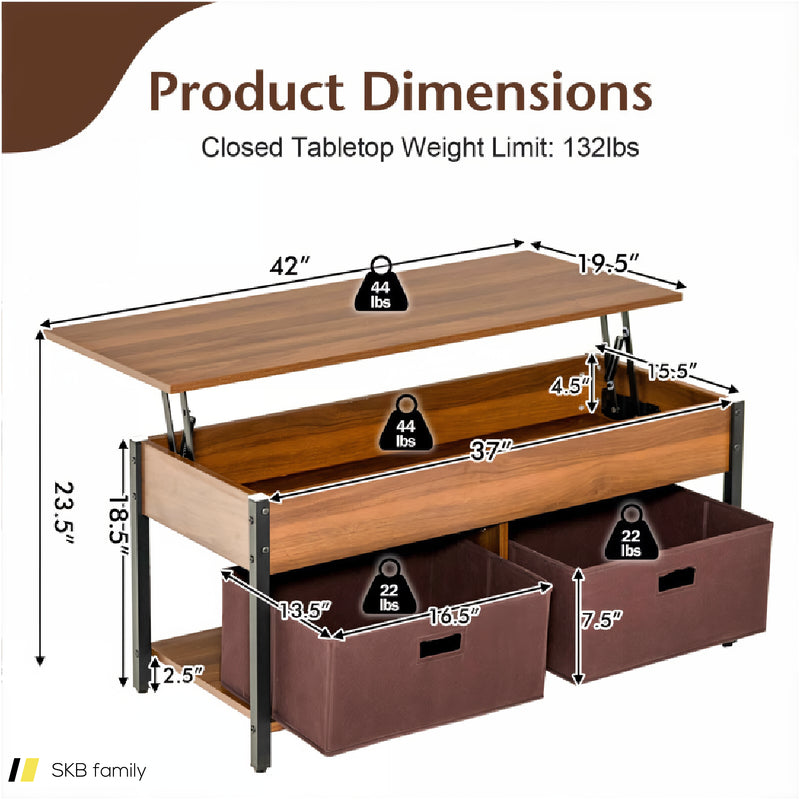 Lift Top Coffee Table With Drawers And Hidden Compartment 240615-230916