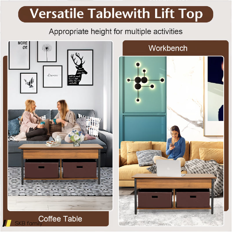 Lift Top Coffee Table With Drawers And Hidden Compartment 240615-230916