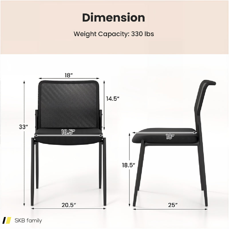 Waiting Room Chair Set Of 2 With Ergonomic Mesh Backrest And Padded Seat 240615-230918