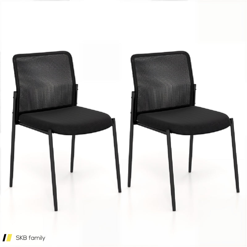 Waiting Room Chair Set Of 2 With Ergonomic Mesh Backrest And Padded Seat 240615-230918