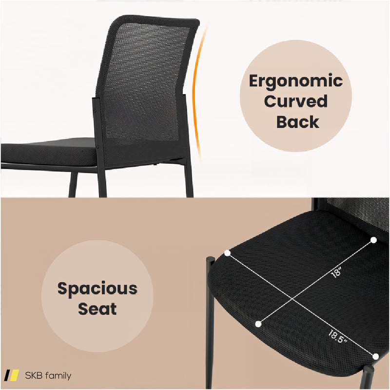 Waiting Room Chair Set Of 2 With Ergonomic Mesh Backrest And Padded Seat 240615-230918