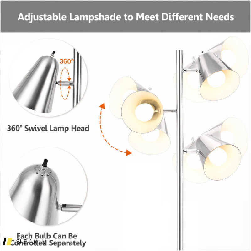 64 Inch 3-Light Led Floor Lamp Reading Light For Living Room Bedroom 240615-230920