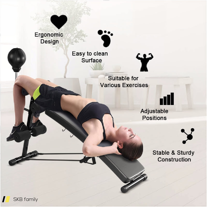 Adjustable Incline Curved Workout Fitness Sit Up Bench 240615-230922