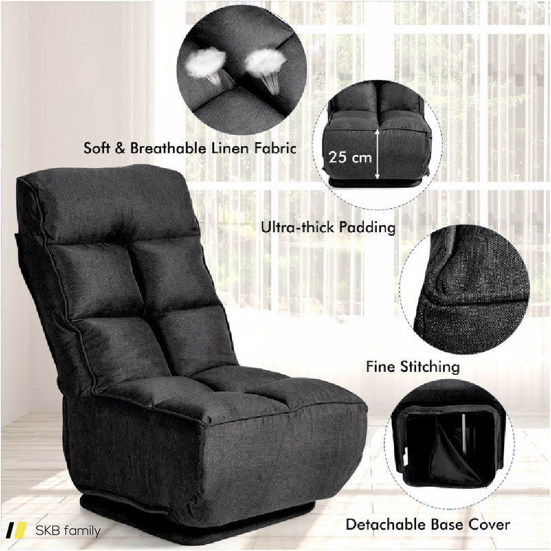 360-Degree Swivel Folding Floor Chair With 6 Adjustable Positions 240615-230923