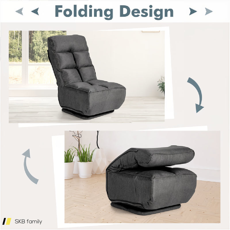 360-Degree Swivel Folding Floor Chair With 6 Adjustable Positions 240615-230923