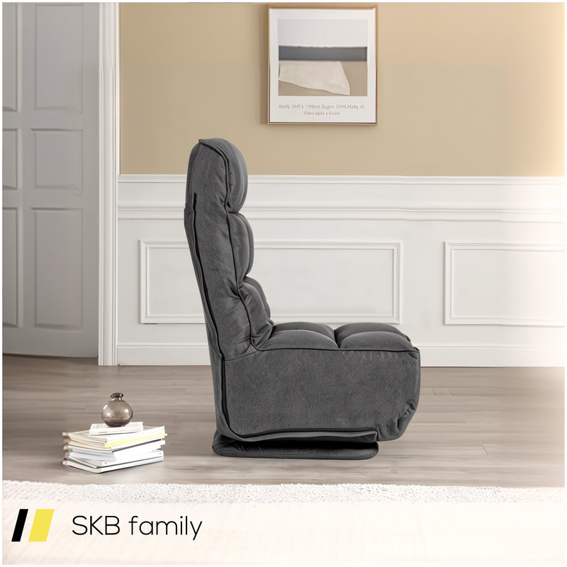 360-Degree Swivel Folding Floor Chair With 6 Adjustable Positions 240615-230923