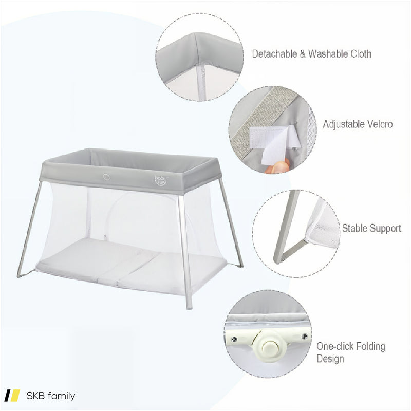 Lightweight Foldable Baby Playpen With Carrying Bag 240615-230924