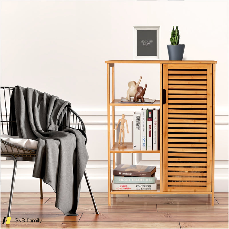 Bamboo Bathroom Storage Cabinet With Single Door 240615-230925