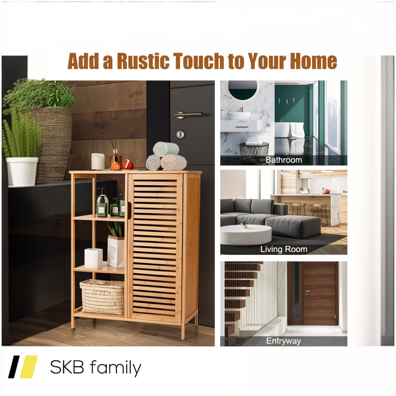 Bamboo Bathroom Storage Cabinet With Single Door 240615-230925