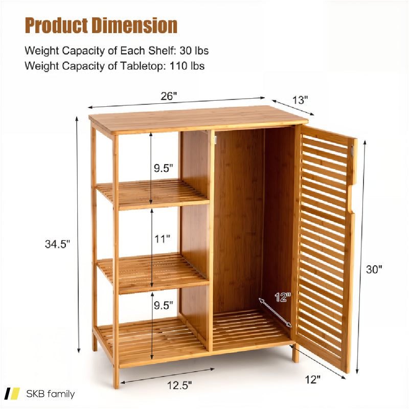 Bamboo Bathroom Storage Cabinet With Single Door 240615-230925