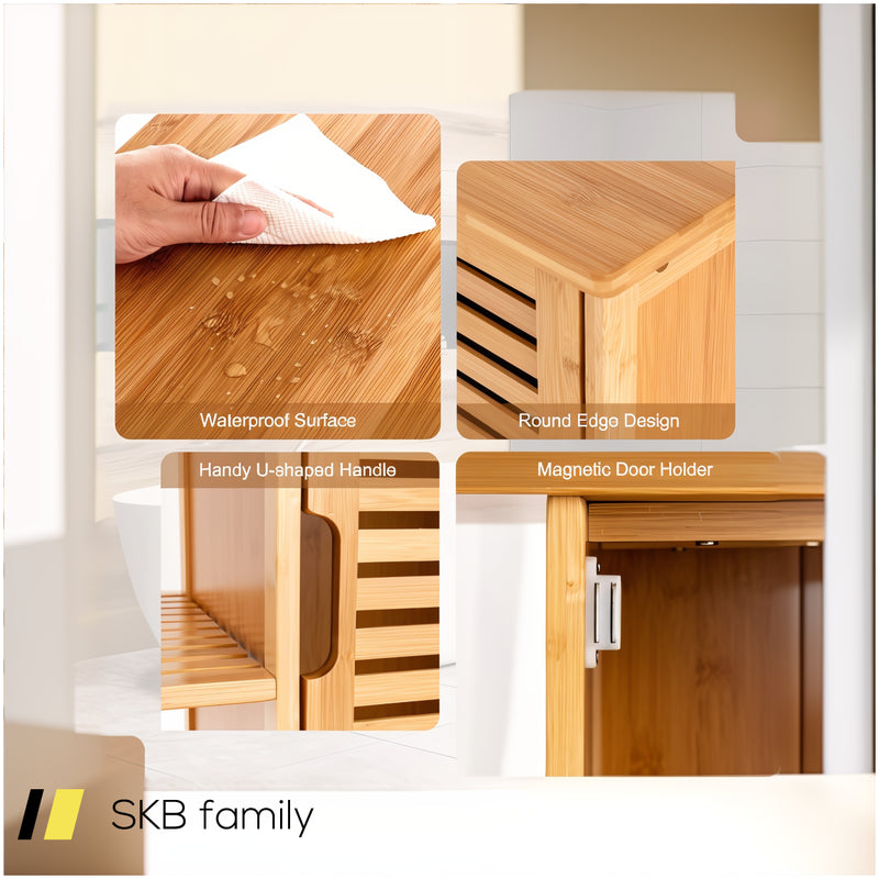 Bamboo Bathroom Storage Cabinet With Single Door 240615-230925