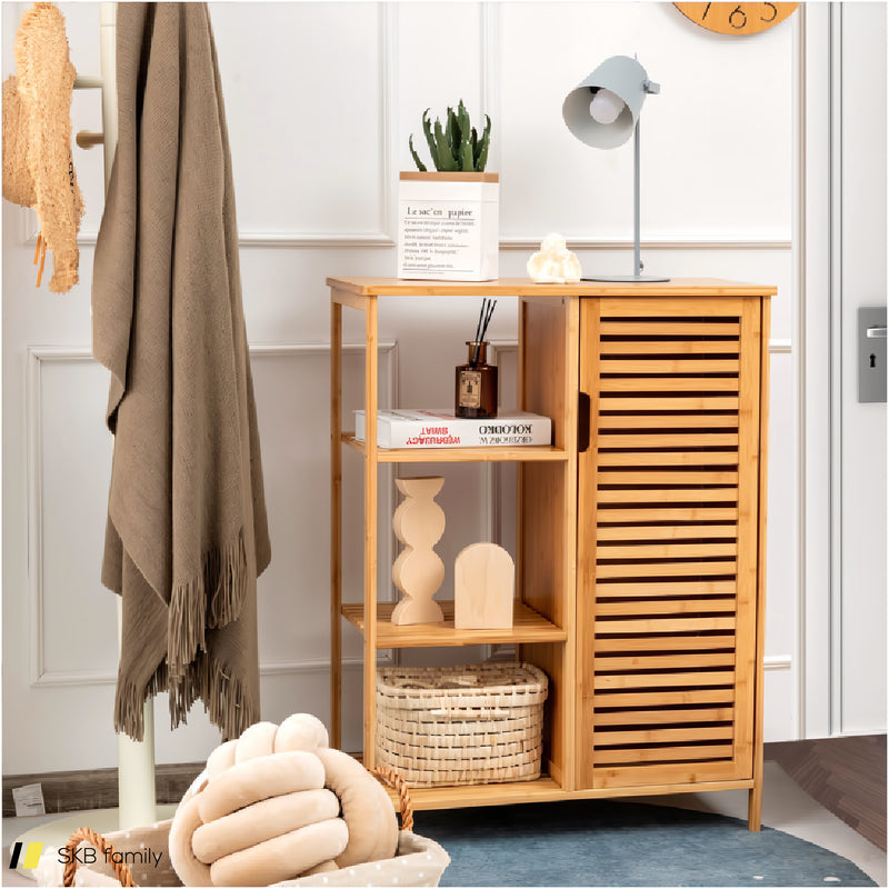 Bamboo Bathroom Storage Cabinet With Single Door 240615-230925