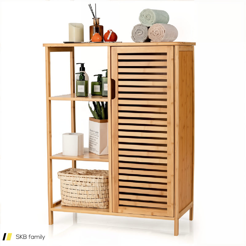 Bamboo Bathroom Storage Cabinet With Single Door 240615-230925