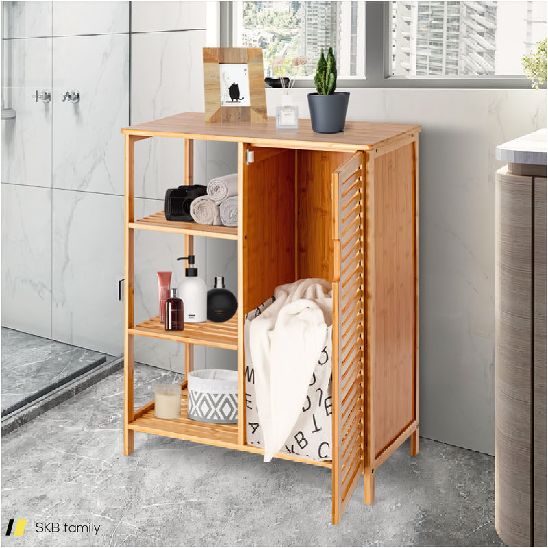 Bamboo Bathroom Storage Cabinet With Single Door 240615-230925