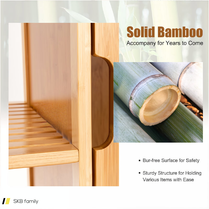 Bamboo Bathroom Storage Cabinet With Single Door 240615-230925