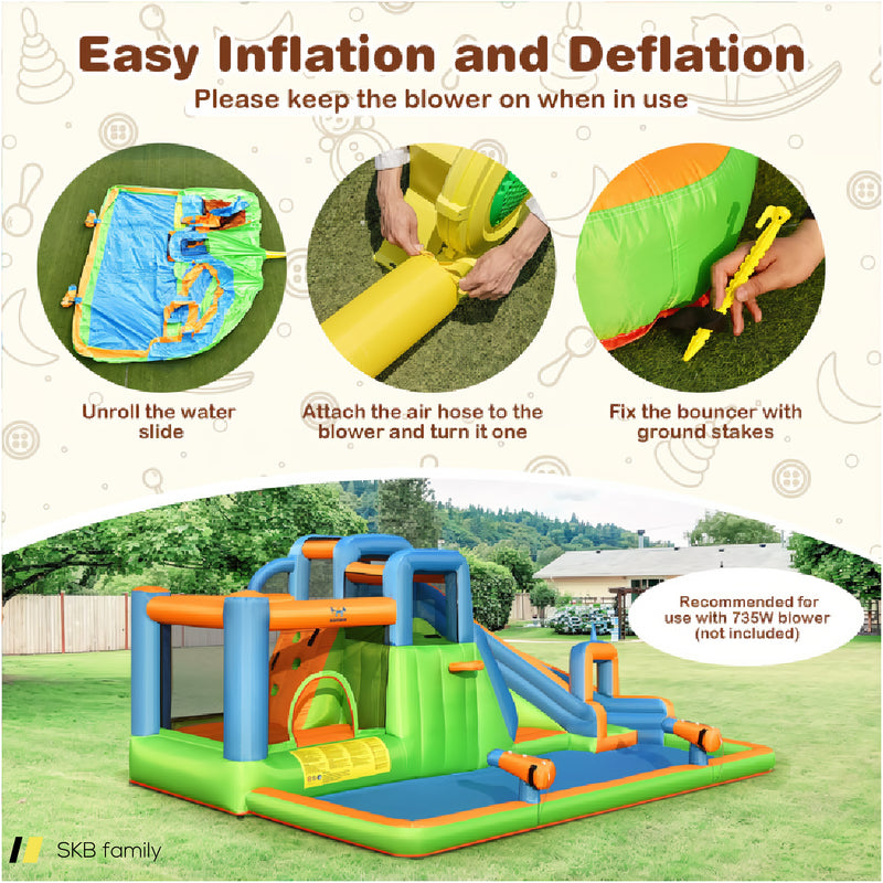 Inflatable Water Slide With Dual Climbing Walls And Blower Excluded 240615-230926