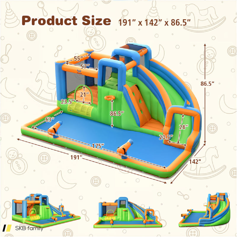 Inflatable Water Slide With Dual Climbing Walls And Blower Excluded 240615-230926