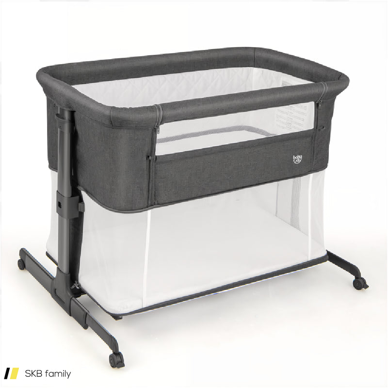 3-In-1 Foldable Baby Bedside Sleeper With Mattress And 5 Adjustable Heights 240615-230928