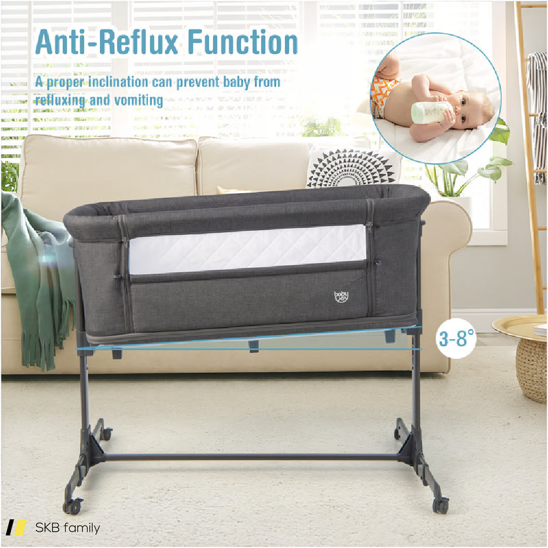 3-In-1 Foldable Baby Bedside Sleeper With Mattress And 5 Adjustable Heights 240615-230928