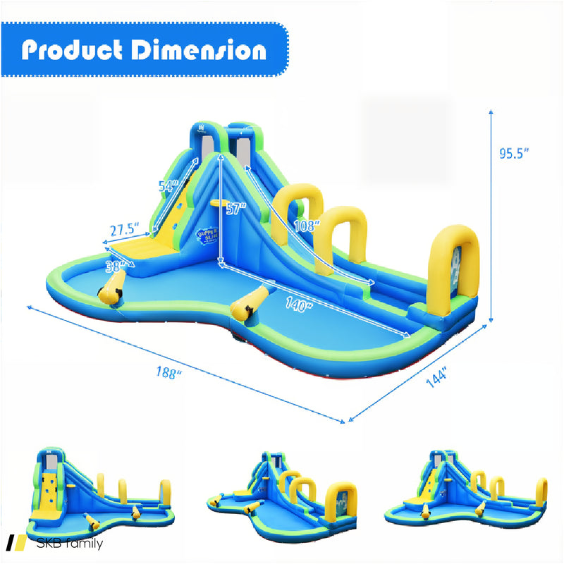 Inflatable Water Slide Kids Bounce House With Water Cannons And Hose Without Blower 240615-230929