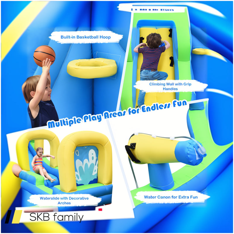 Inflatable Water Slide Kids Bounce House With Water Cannons And Hose Without Blower 240615-230929