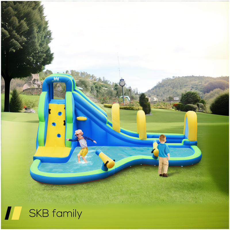 Inflatable Water Slide Kids Bounce House With Water Cannons And Hose Without Blower 240615-230929