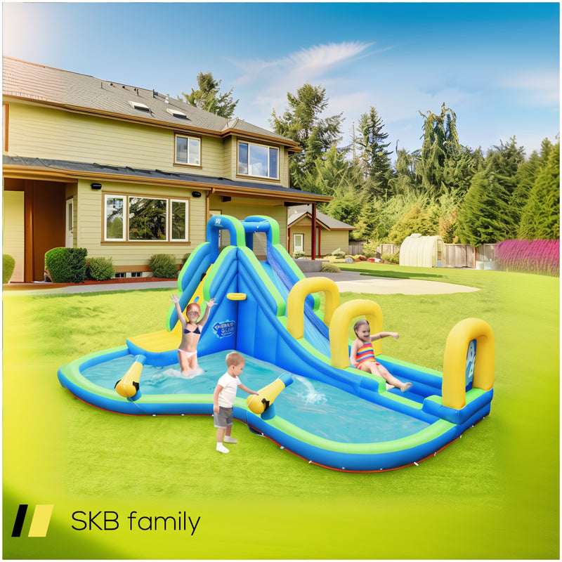 Inflatable Water Slide Kids Bounce House With Water Cannons And Hose Without Blower 240615-230929