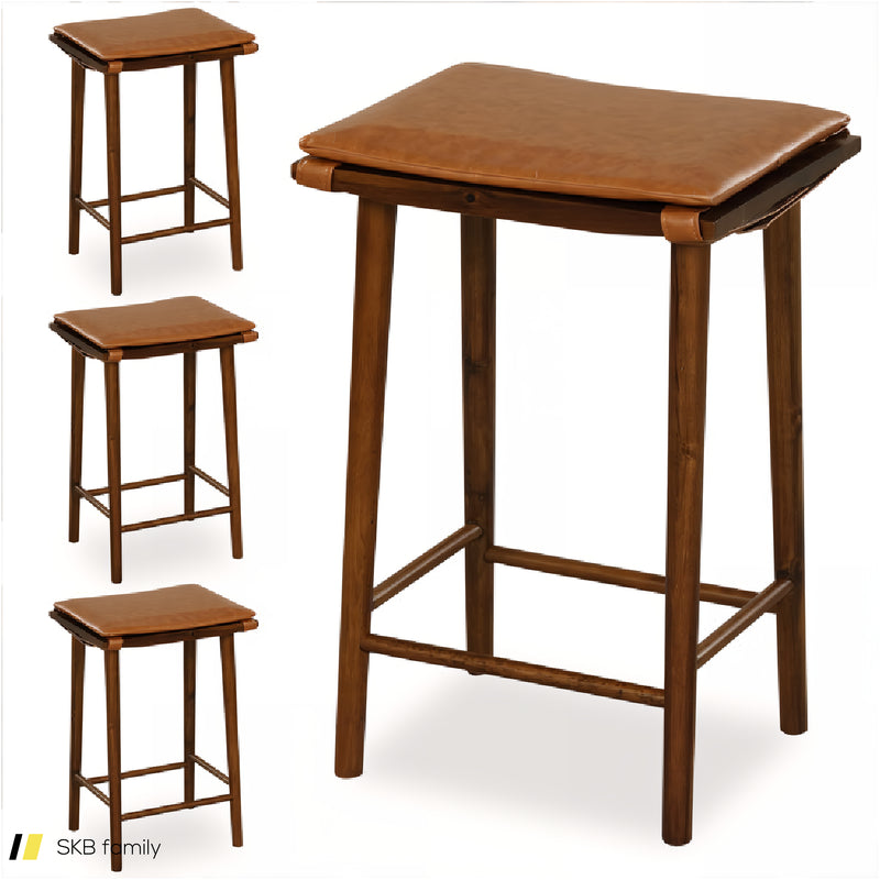 Set Of 2 25.5 Inch Barstools With Removable Cushion And Footrest 240615-230932