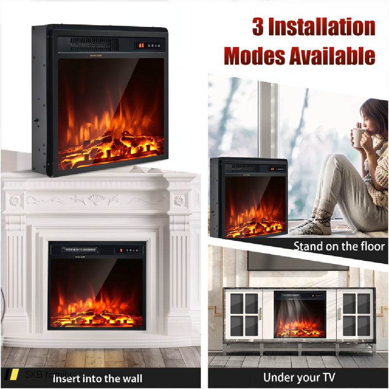 18 Inch 1500w Electric Fireplace Freestanding And Recessed Heater 240615-230933