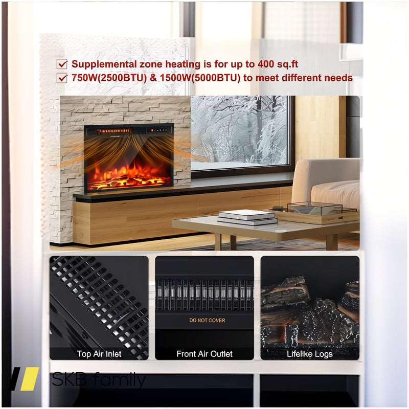 18 Inch 1500w Electric Fireplace Freestanding And Recessed Heater 240615-230933