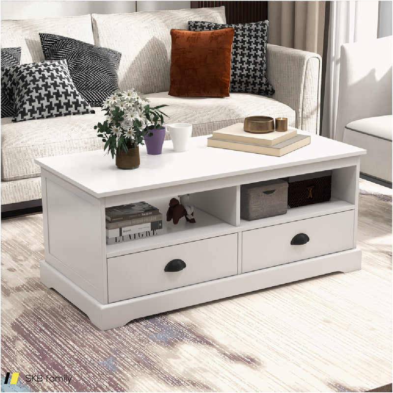 Modern Coffee Table With Drawers And Open Cubies 240615-230934