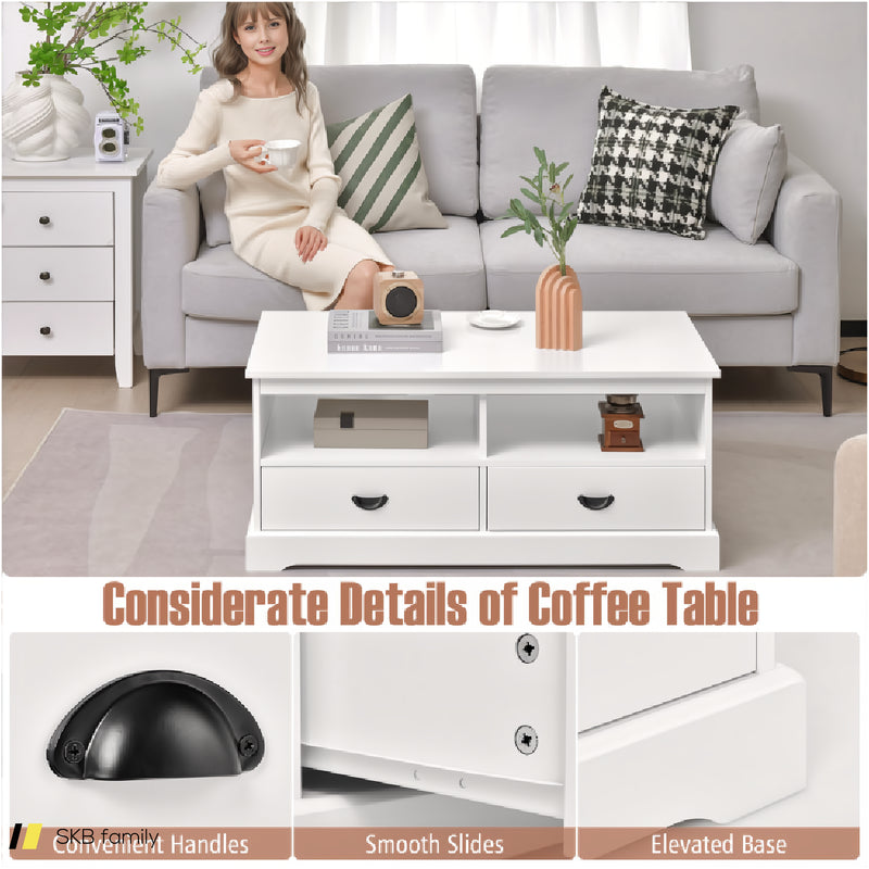 Modern Coffee Table With Drawers And Open Cubies 240615-230934