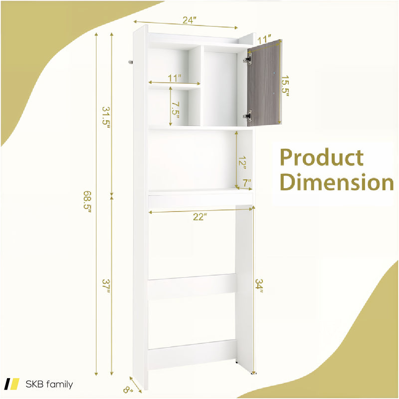 4-Tier Space-Saving Toilet Sorage Cabinet With Open Shelves 240615-230935