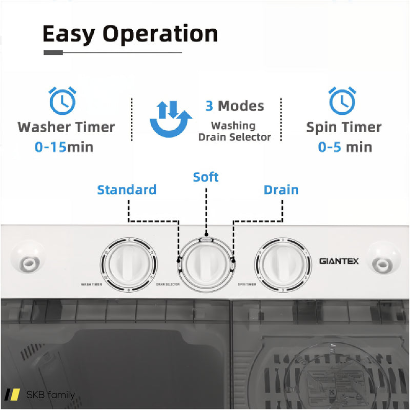 2-In-1 Portable 22lbs Capacity Washing Machine With Timer Control 240615-230937