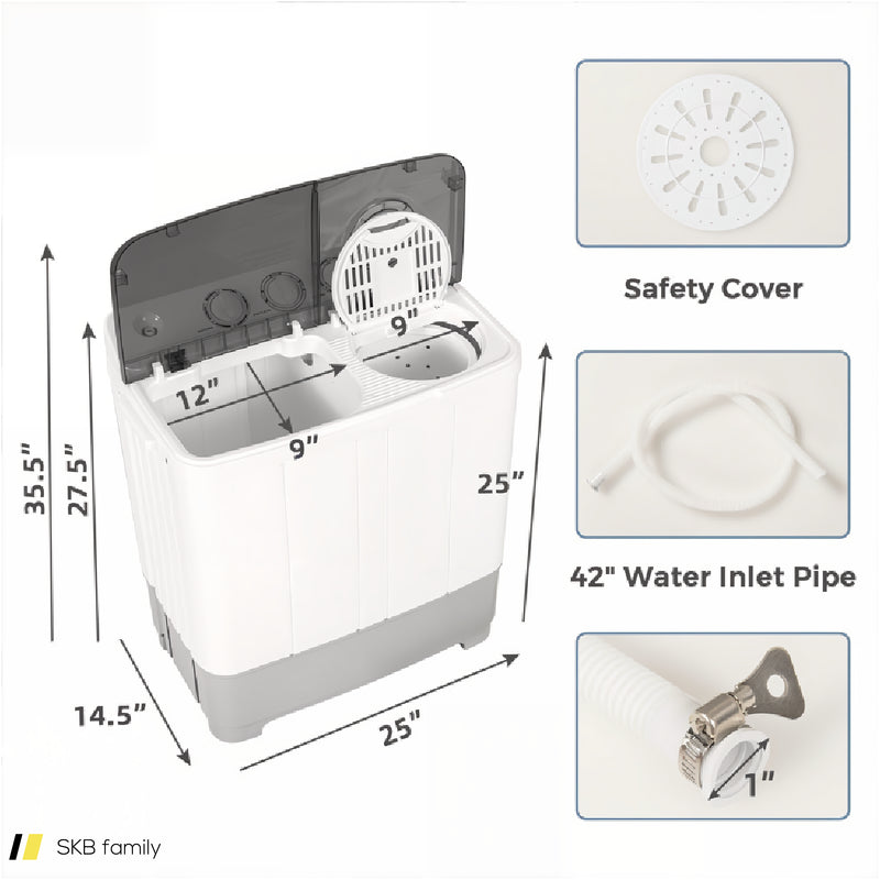 2-In-1 Portable 22lbs Capacity Washing Machine With Timer Control 240615-230937