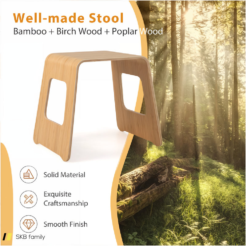 4-Pack Stackable Bamboo Stool With Anti-Skid Foot Pads 240615-230940