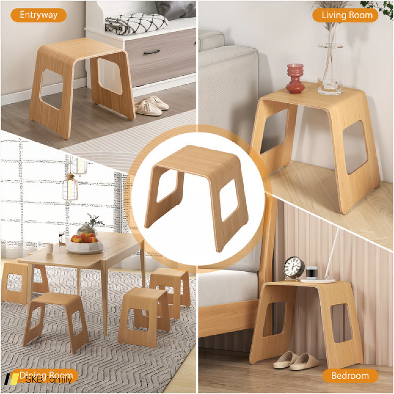 4-Pack Stackable Bamboo Stool With Anti-Skid Foot Pads 240615-230940